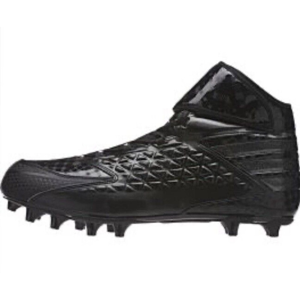 Adidas Triple Black Ironskin High NFL Football Cleats D70152 Mens 14 Fast Ship